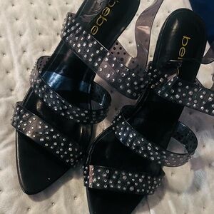 Bebe Black Studded Women's Sandals